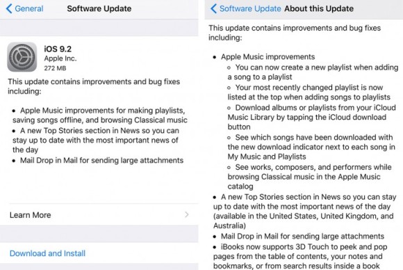 iOS 9.2 update